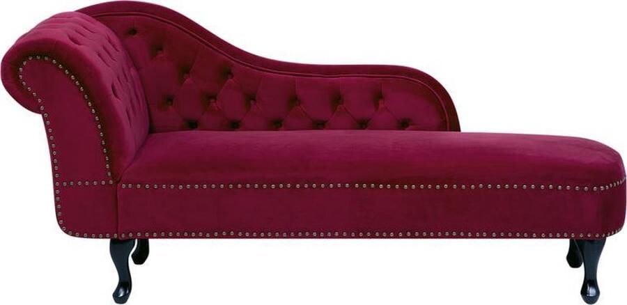 Beliani Chaise longue fluweel bordeauxrood linkszijdig NIMES