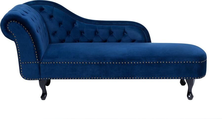 Beliani NIMES Chaise longue Marineblauw Linkerzijde Fluweel - Foto 1