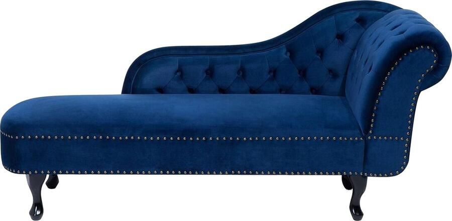 Beliani NIMES Chaise longue Marineblauw Rechterzijde Fluweel
