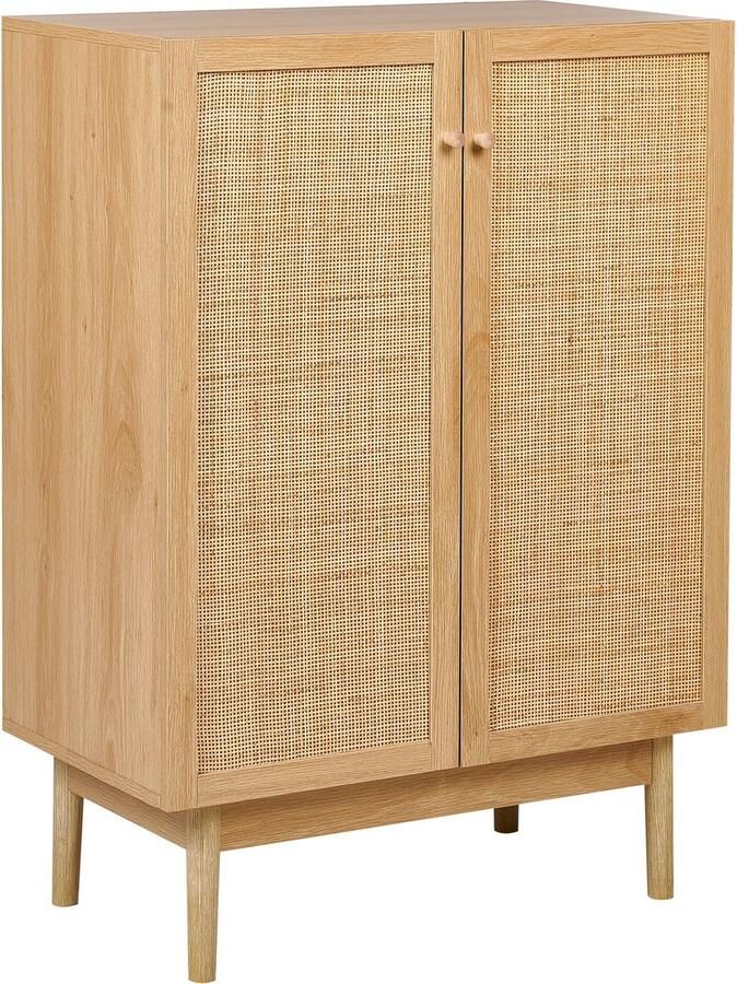 Beliani NIVO Dressoir Lichtbruin 2 deuren Hout Rotan