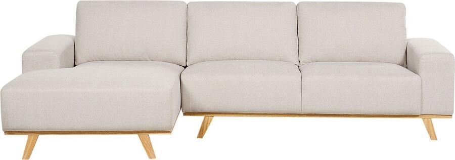 Beliani Hoekbank NORA Stof Beige 3-zitter Rechterzijde - Foto 2