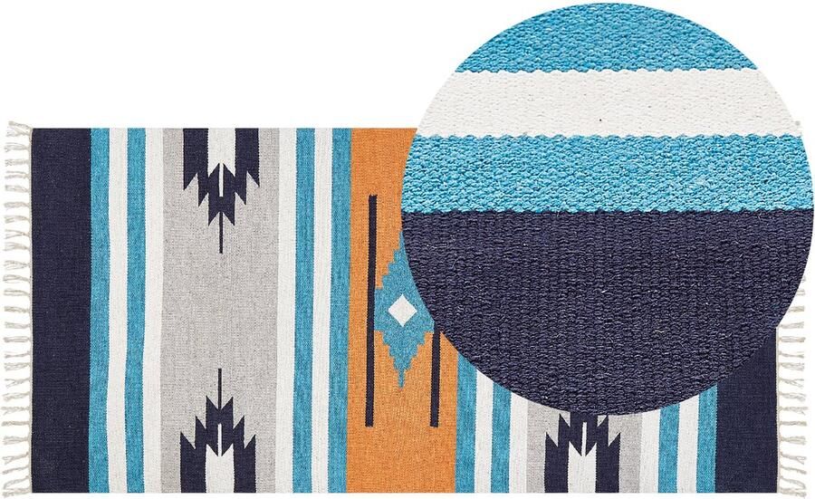 Beliani Vloerkleed NORATUS Multicolor 80 x 150 cm Katoen Kelim