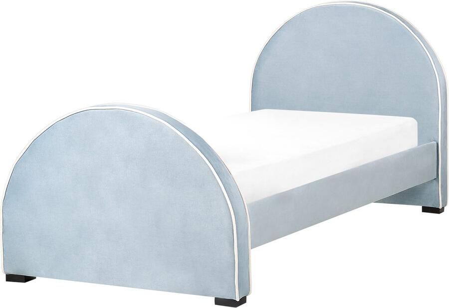 Beliani NOZAY Eenpersoonsbed Lichtblauw 90 x 200 cm Fluweel