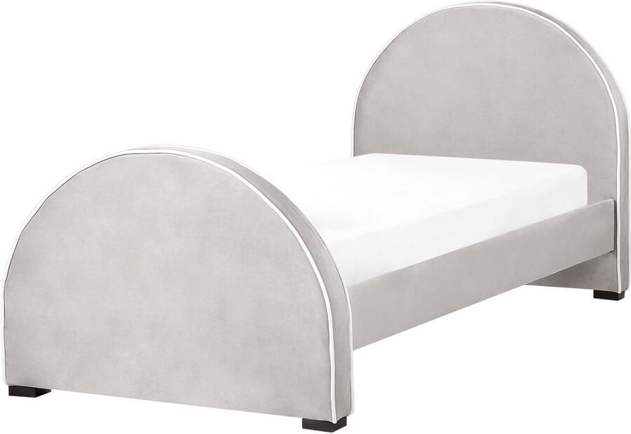 Beliani NOZAY Eenpersoonsbed Lichtgrijs 90 x 200 cm Fluweel