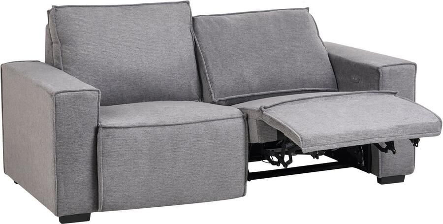 Beliani NUKARI Tweezitsbank elektrisch verstelbaar Grijs Stoffen