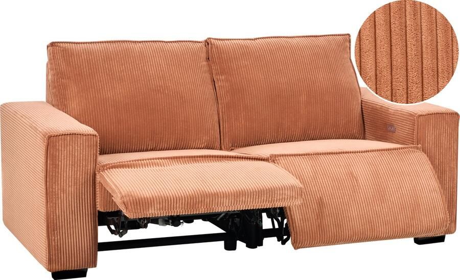 Beliani NUKARI -Tweezitsbank elektrisch verstelbaar Oranje Corduroy