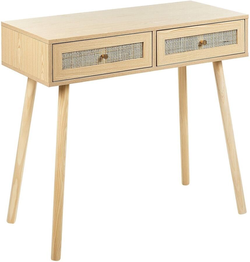 Beliani ODELL Consoletafel-Lichte houtkleur-Vezelplaat Rotan