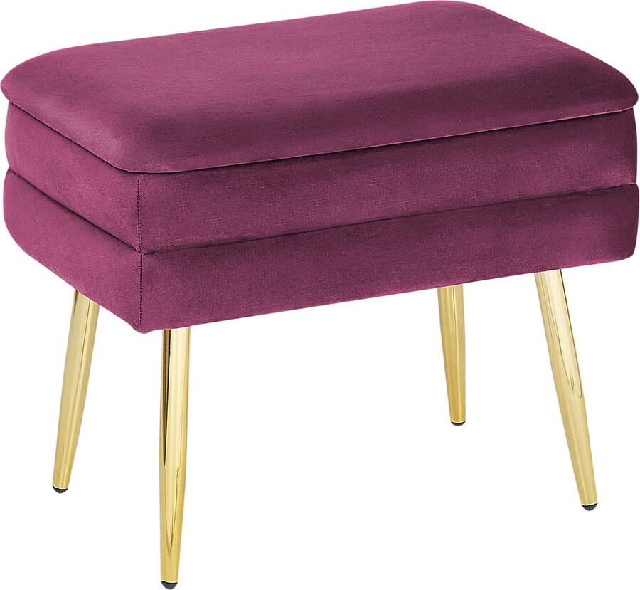 Beliani Bank met opbergruimte ODESSA Fluweel Bordeaux