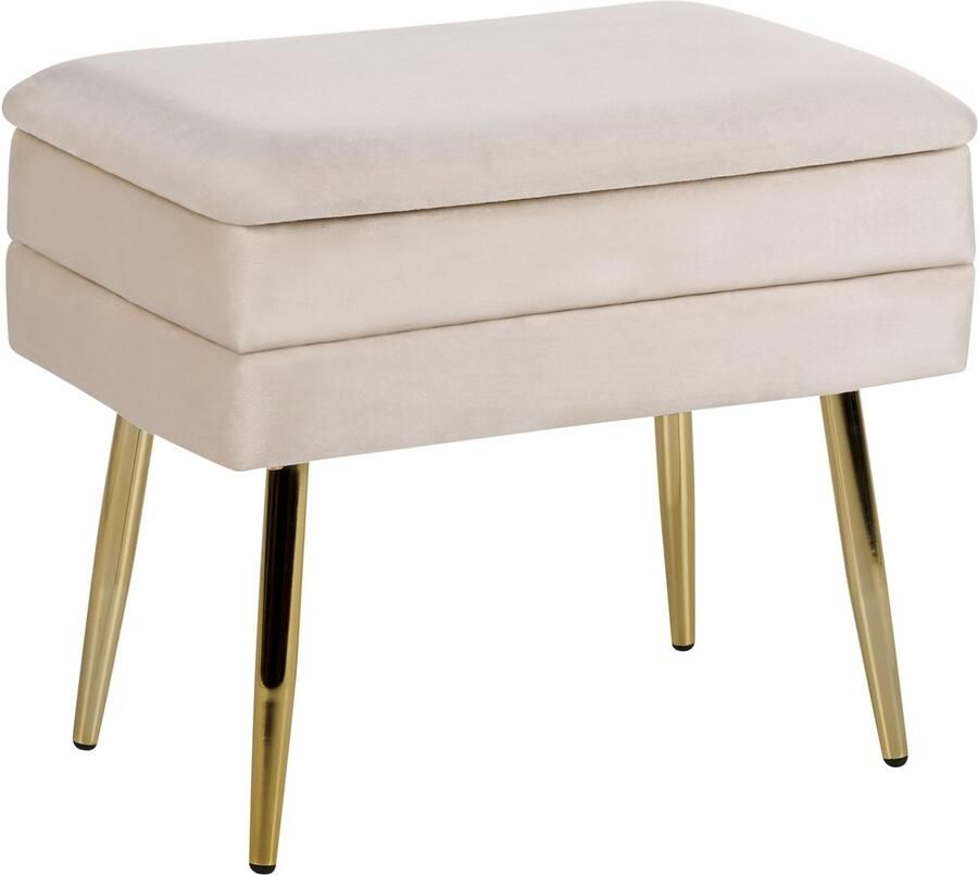Beliani ODESSA Voetenbank met opbergruimte Lichtbeige Fluweel