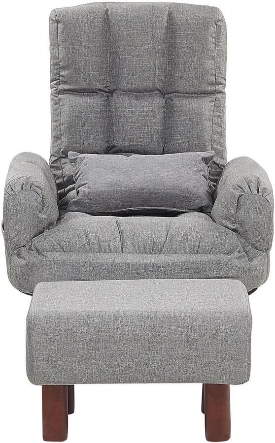 Beliani OLAND Fauteuil met hocker-grijs-Polyester - Foto 2
