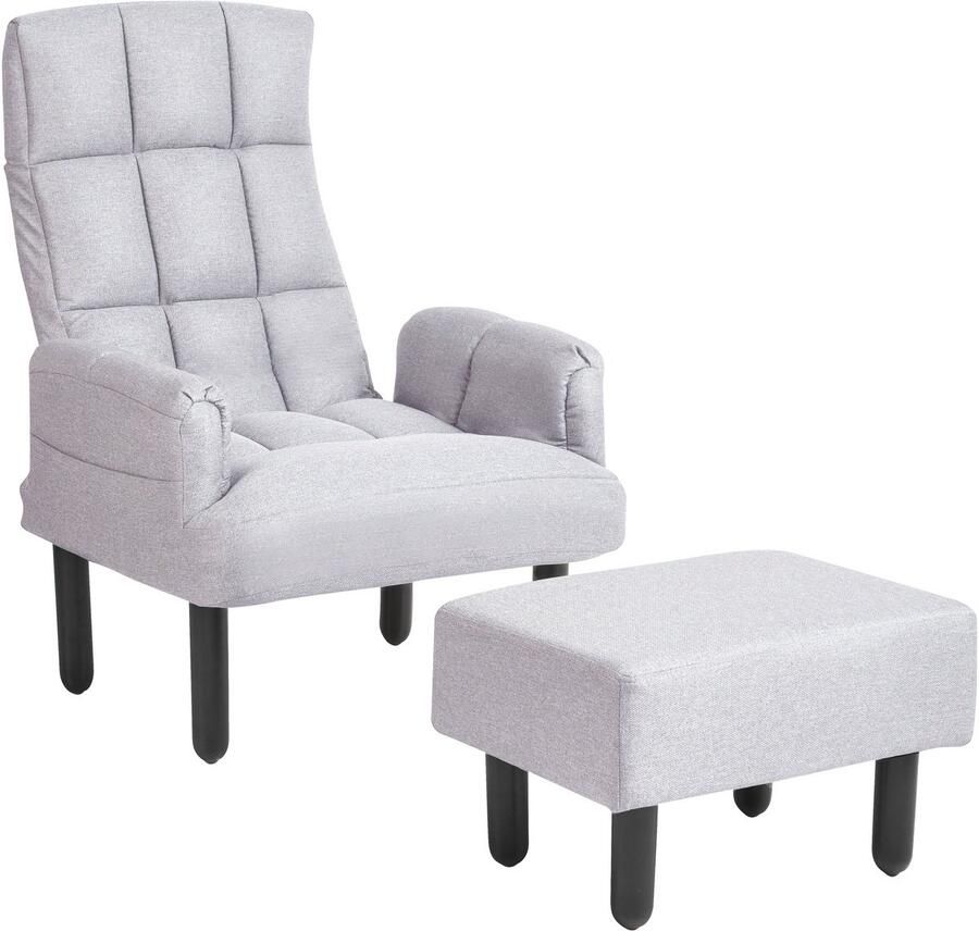Beliani OLAND Fauteuil met hocker-grijs-Polyester