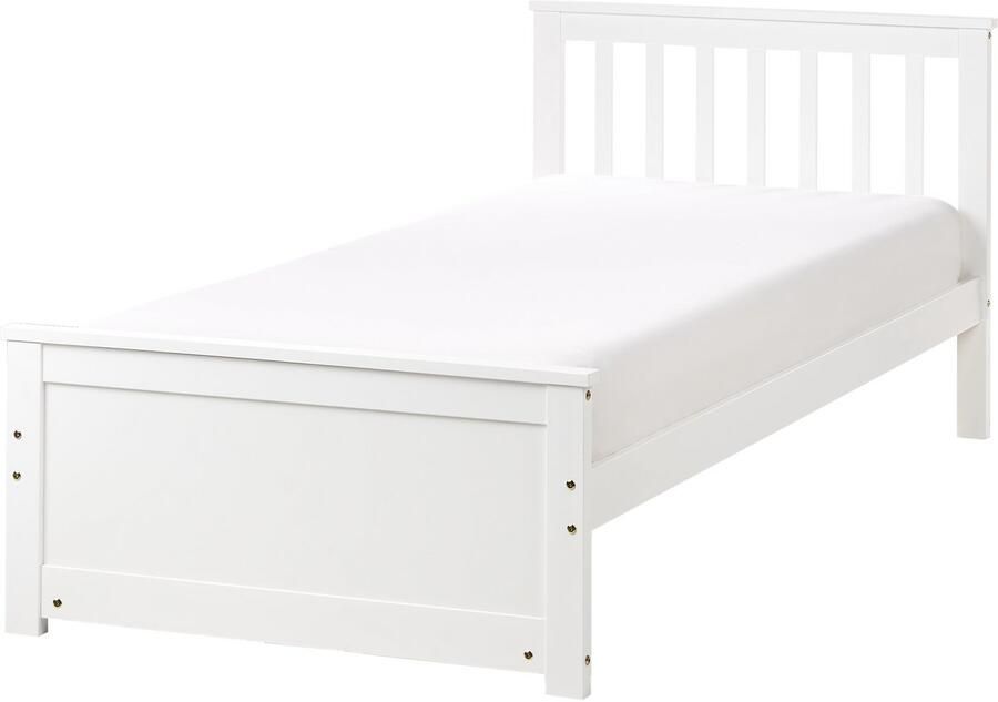 Beliani OLENDON Eenpersoonsbed Wit 90 x 200 cm Dennenhout