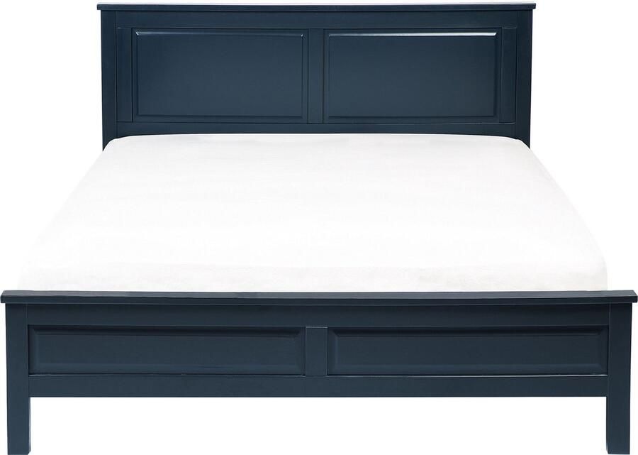 Beliani OLIVET Tweepersoonsbed Donkerblauw 180 x 200 cm Dennenhout