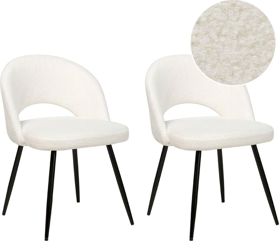 Beliani ONAGA Eetkamerstoel set van 2 Crème Bouclé