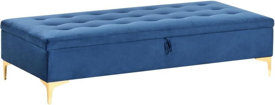 Beliani ABERDEEN Ottomaan met opbergruimte Marineblauw Fluweel