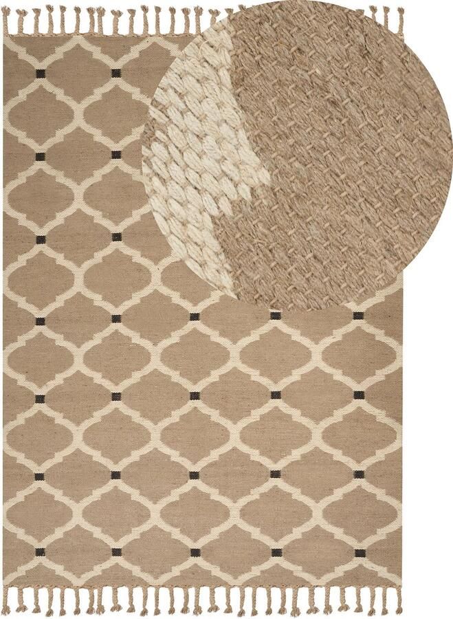 Beliani -ORENCIK-Laagpolig vloerkleed-Lichtbeige-200 x 300 cm-Jute