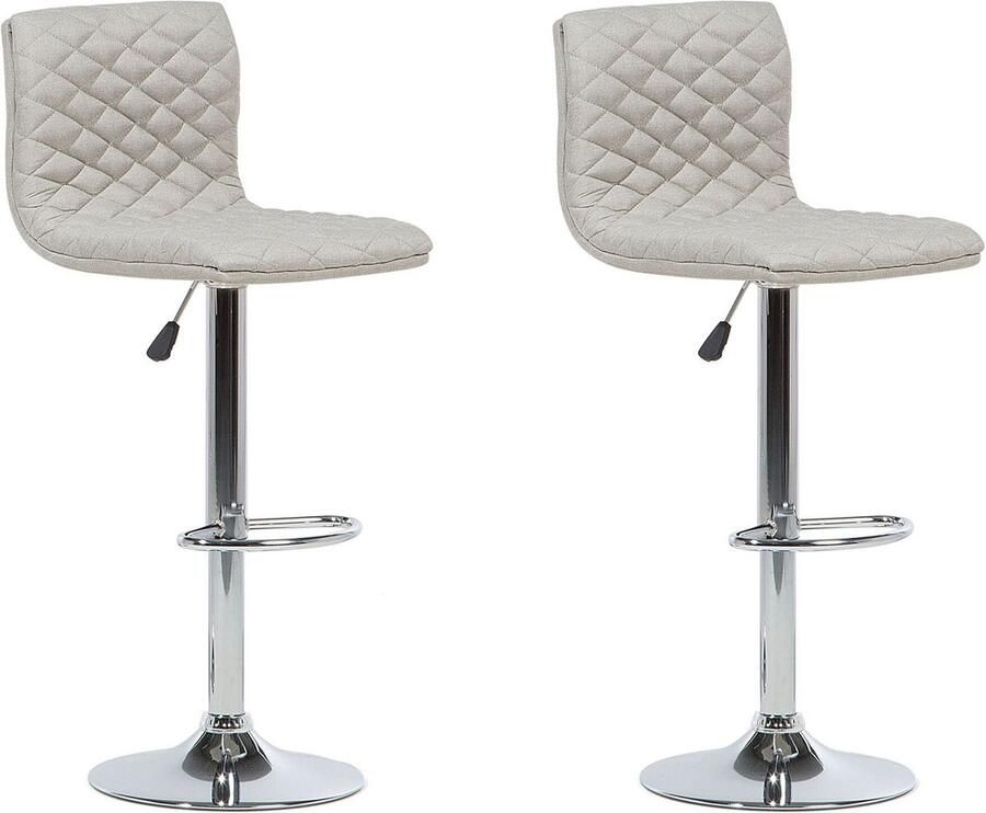 Beliani Orlando Barkruk verstelbaar set van 2 Beige Stof Metaal 39x39x110