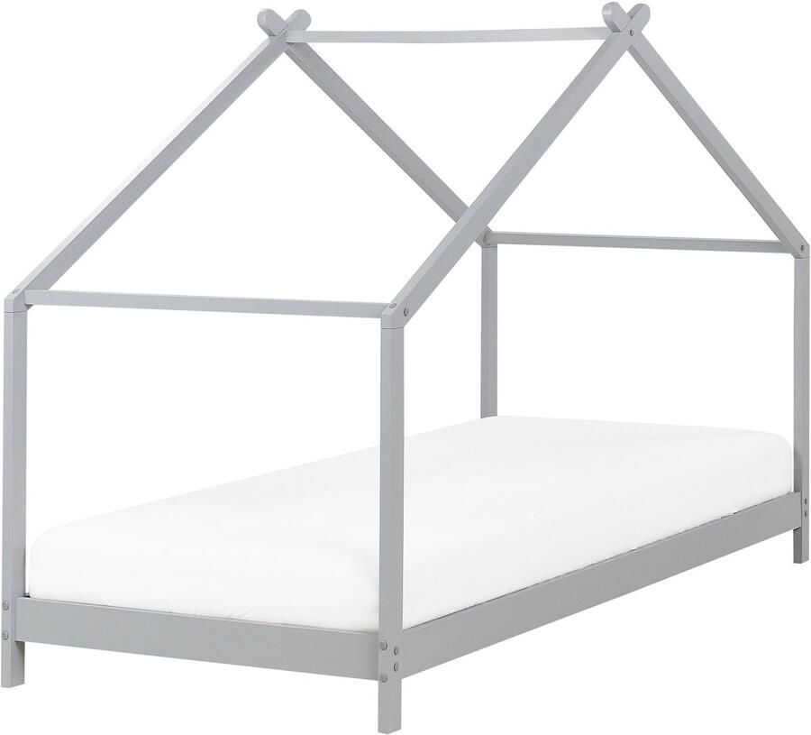 Beliani Kinderbed Huis Dennenhout ORLU 90 x 200 cm Grijs