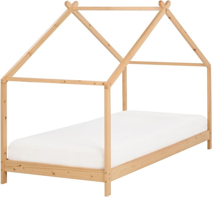 Beliani Kinderbed Huis Dennenhout ORLU 90 x 200 cm Lichtbruin