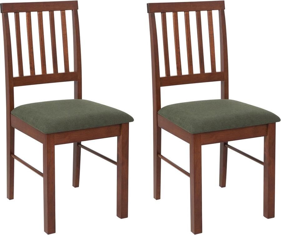 Beliani Set van 2 eetkamerstoelen ORONO Hout Donkerbruin