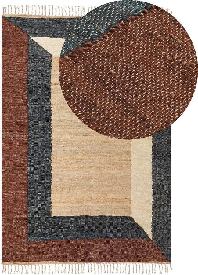 Beliani -ORTAKOY-Laagpolig vloerkleed-Meerkleurig-160 x 230 cm-Jute