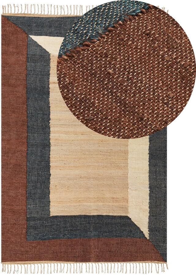 Beliani -ORTAKOY-Laagpolig vloerkleed-Meerkleurig-200 x 300 cm-Jute