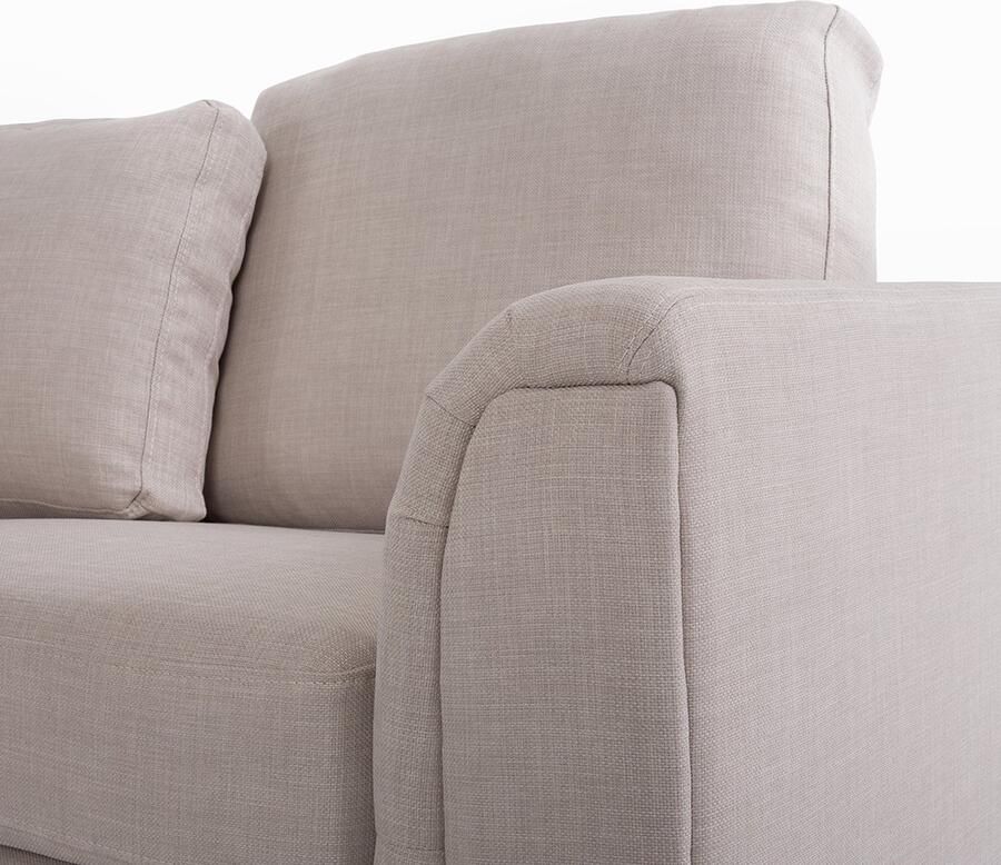 Beliani Hoekbank OSLO Stof Lichtbeige Met ottomaan 5-zitter Rechterzijde - Foto 3