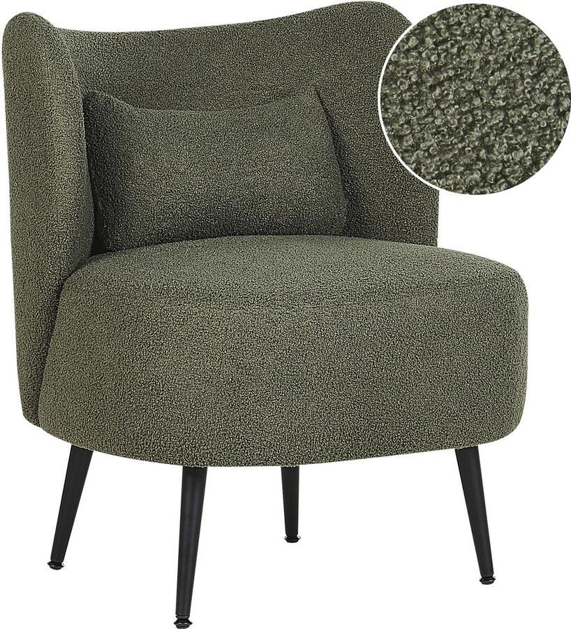 Beliani OTSBY Fauteuil Donkergroen BouclÃ©
