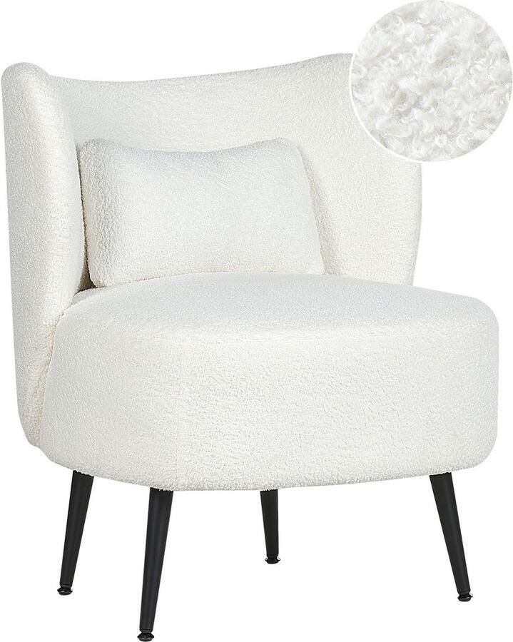 Beliani OTSBY Fauteuil Off-white Bouclé