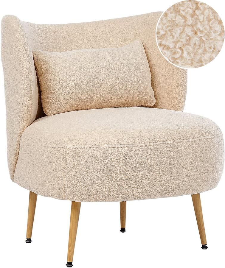 Beliani OTSBY II Fauteuil Beige Bouclé