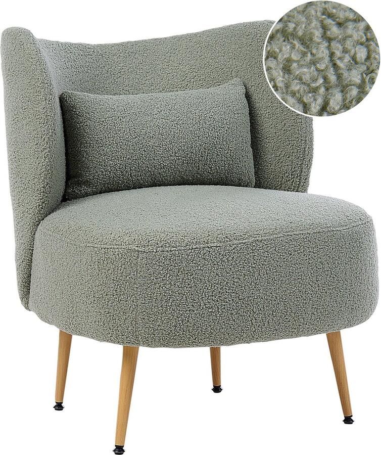 Beliani OTSBY II Fauteuil Groen Bouclé
