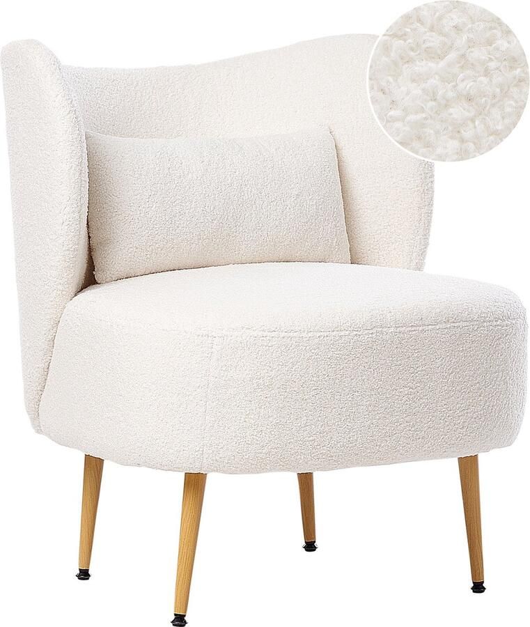 Beliani OTSBY II Fauteuil Off-white Bouclé