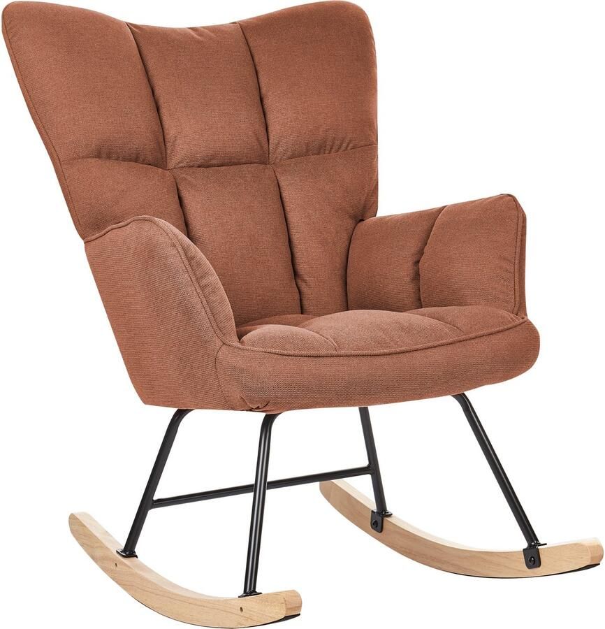 Beliani OULU Schommelfauteuil-Bruin-Polyester