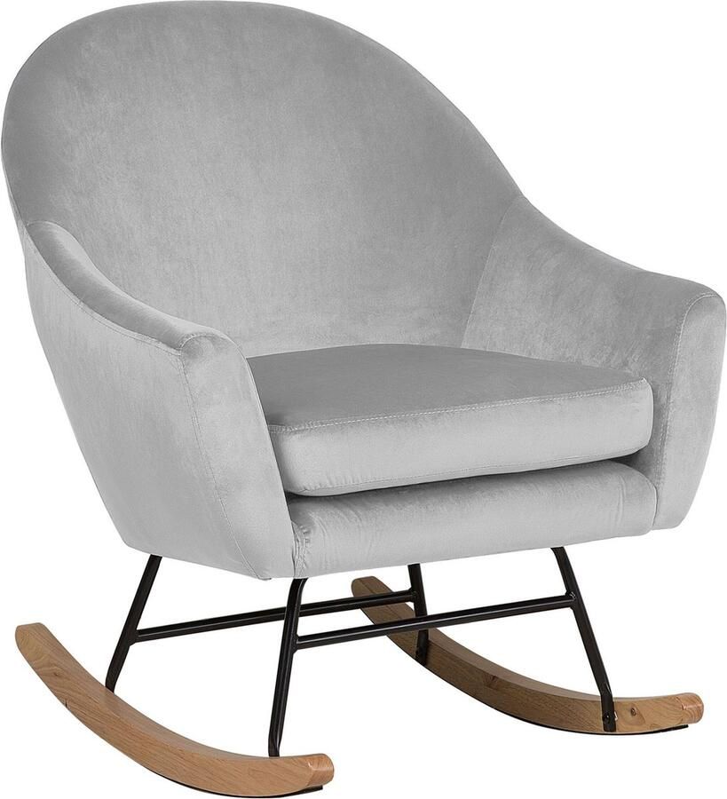 Beliani OXIE Schommelfauteuil-Lichte houtkleur-Fluweel