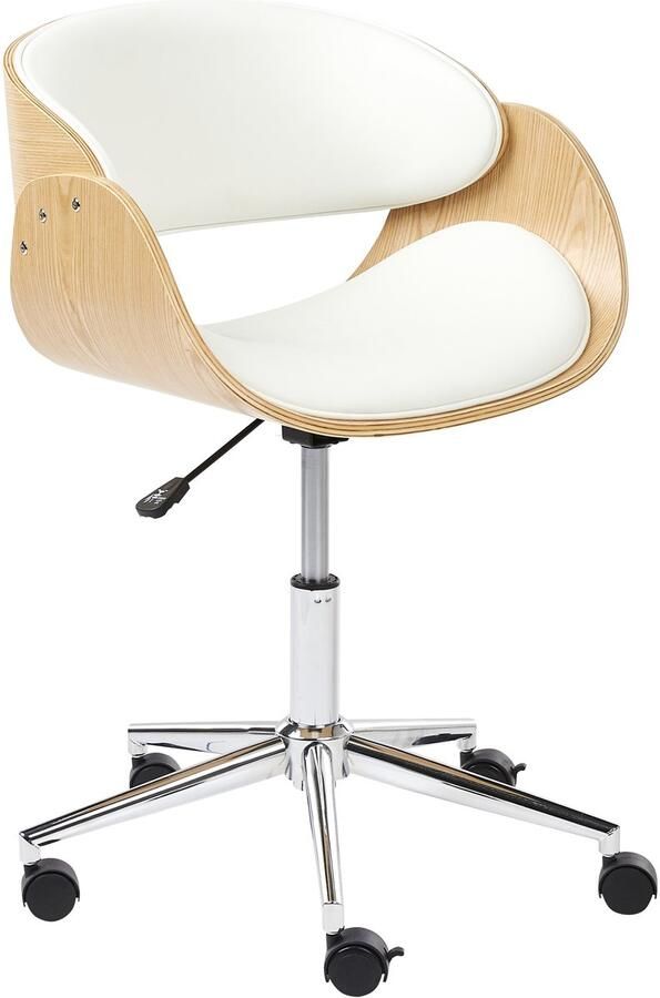 Beliani PALATKA Bureaustoel Lichthout Zwart Kunstleer