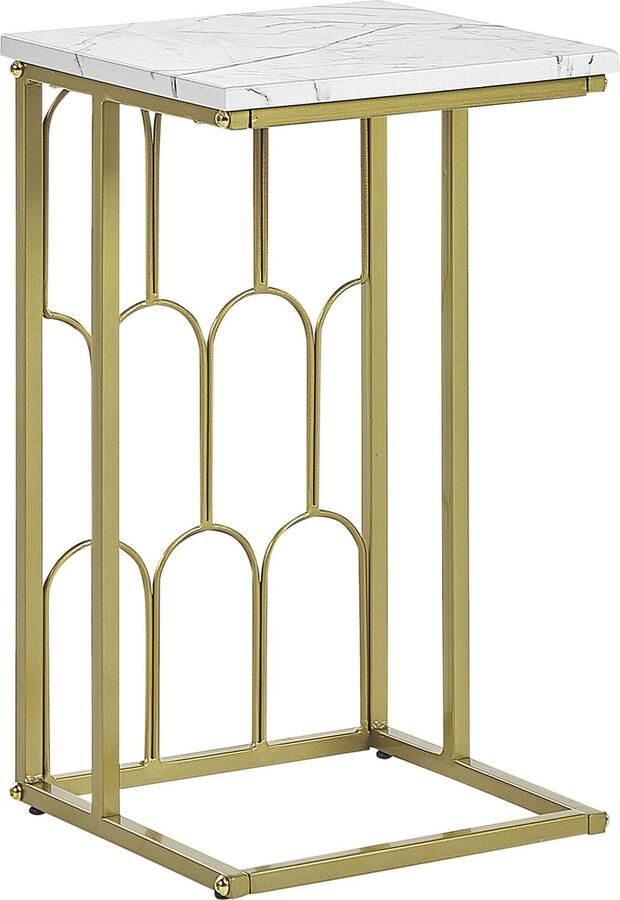 Beliani Bijzettafel marmerlook goud PANDALE