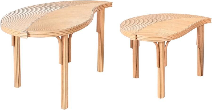 Beliani PARALIA Salontafel set van 2 Natuurlijk Rotan