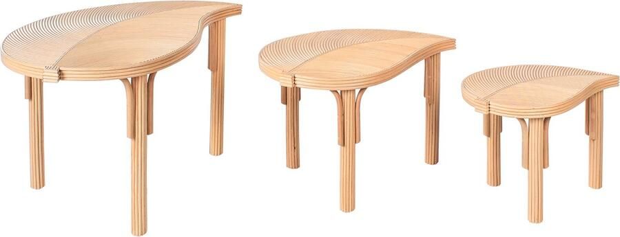 Beliani PARALIA Salontafel set van 3 Natuurlijk Rotan