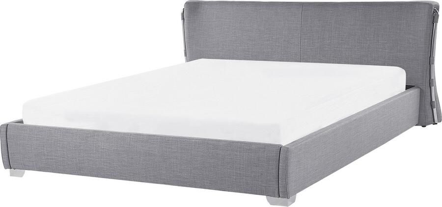 Beliani PARIS Tweepersoonsbed Grijs 160 x 200 cm Polyester - Foto 2
