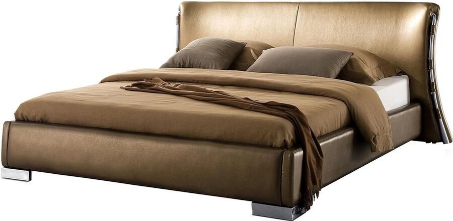 Beliani PARIS Waterbed goud Leer