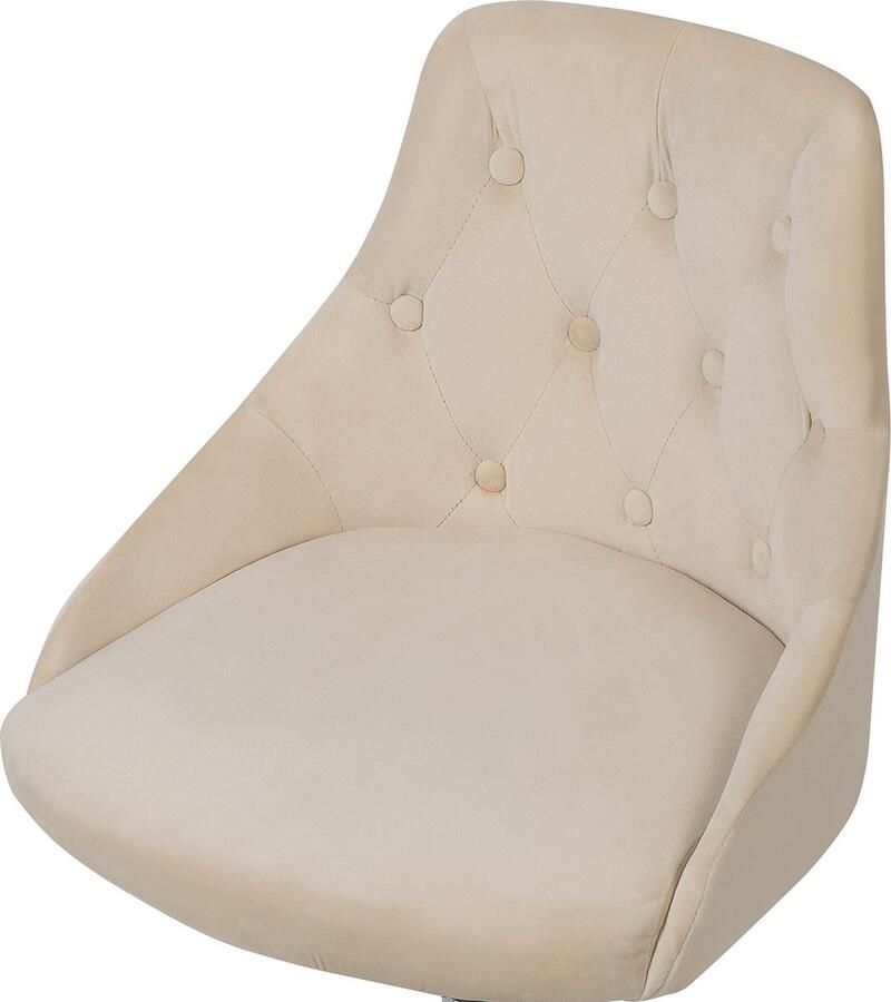 Beliani Bureaustoel Draaibaar PARRISH Fluweel Beige - Foto 2