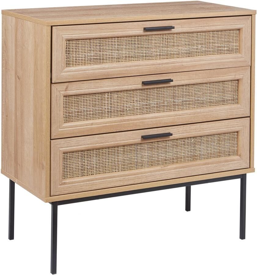 Beliani PASCO Dressoir 3-lades Lichte houtkleur Rotan