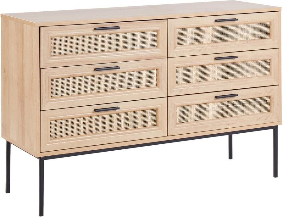 Beliani PASCO Dressoir 6-lades Lichte houtkleur Rotan