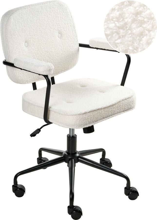 Beliani PAWNEE Bureaustoel Gebroken wit Bouclé