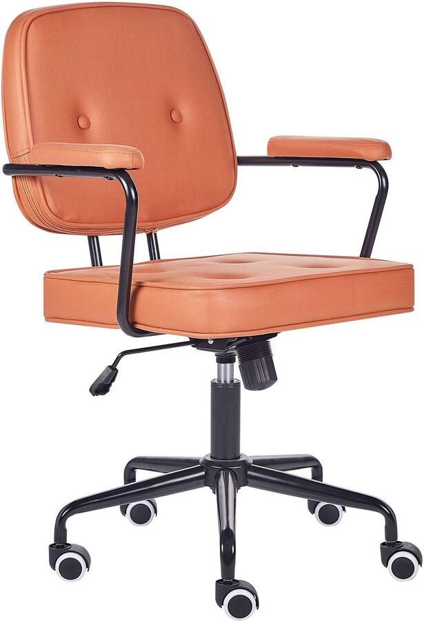 Beliani Bureaustoel Draaibaar PAWNEE Kunstleer Oranje - Foto 1