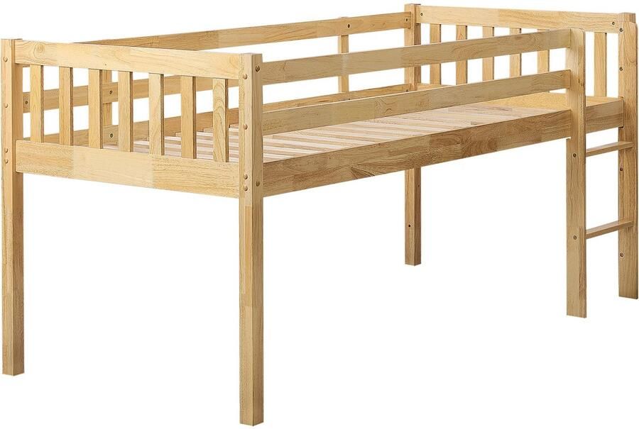 Beliani Verhoogd bed Hout PEIPIN 90 x 200 cm Lichtbruin