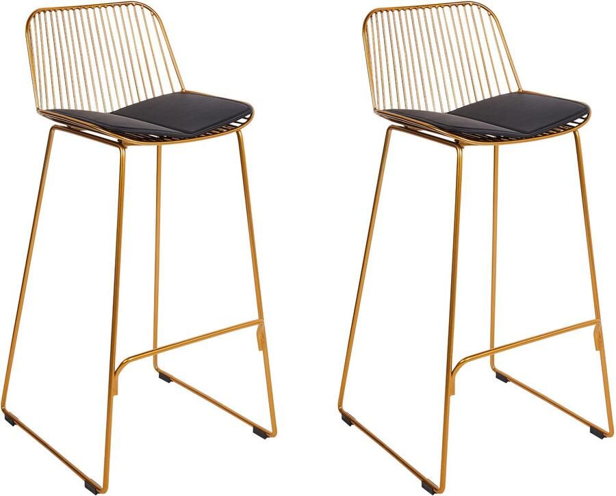 Beliani Set van 2 barstoelen PENSACOLA Metaal Goud