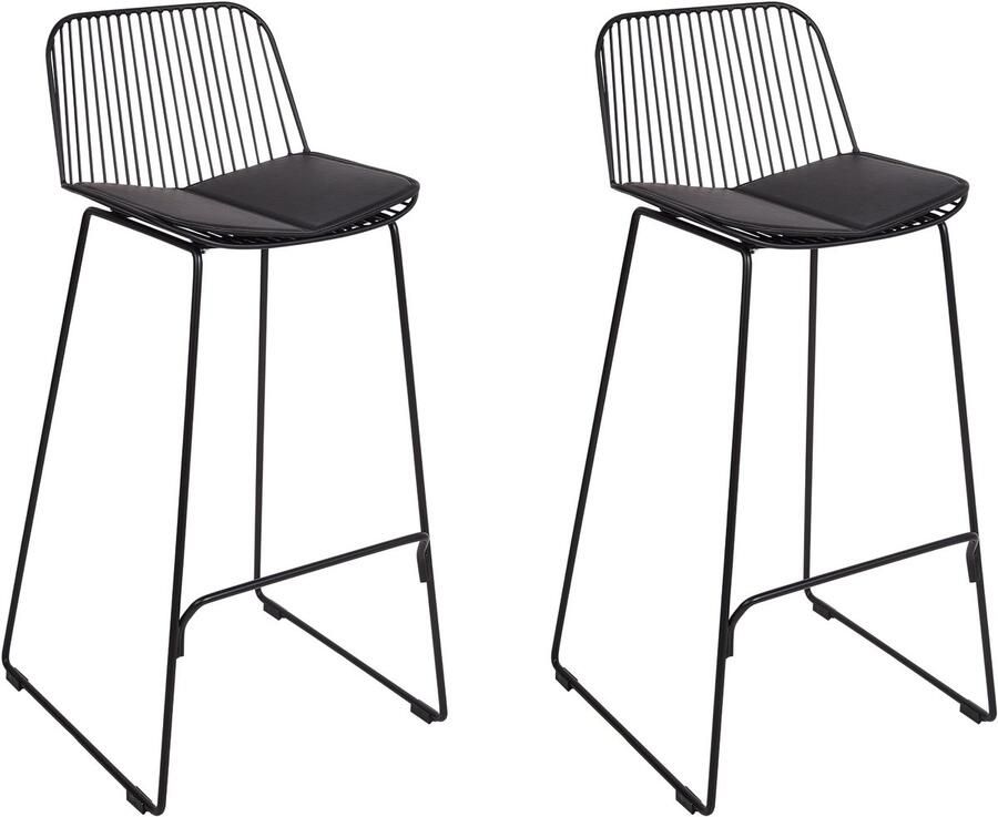 Beliani Set van 2 barstoelen PENSACOLA Metaal Zwart