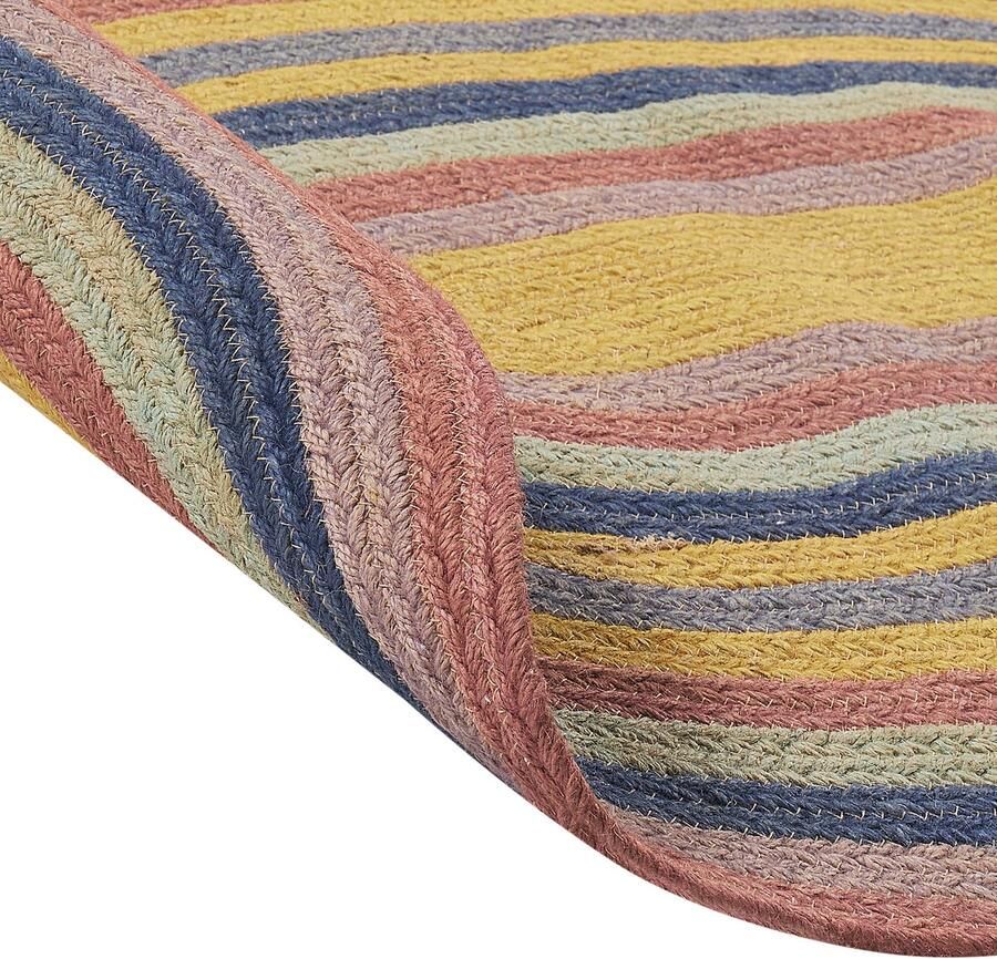 Beliani -PEREWI-Laagpolig vloerkleed-Meerkleurig-70 x 100 cm-Jute