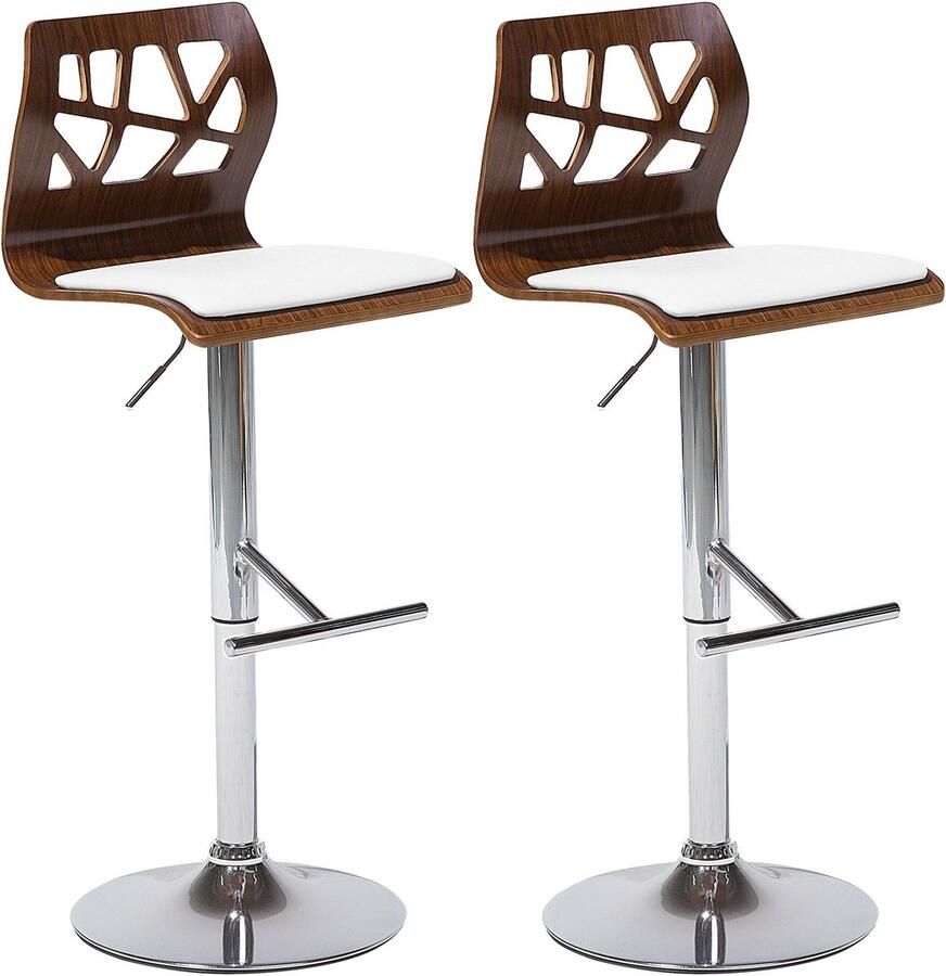 Beliani Set van 2 barstoelen PETERSBURG Kunstleer Draaibaar Bruin wit